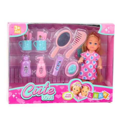 Zestaw Mini Laleczka Akcesoria Do Pielęgnacji Różowa Sukienka LEAN TOYS Zestaw Mini Laleczka Akcesoria Do Pielęgnacji Różowa Sukienka LEAN TOYS