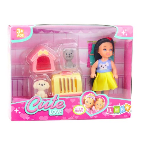 Zestaw Mini Laleczka W Sukience Pieski Buda Transporter LEAN TOYS Zestaw Mini Laleczka W Sukience Pieski Buda Transporter LEAN TOYS