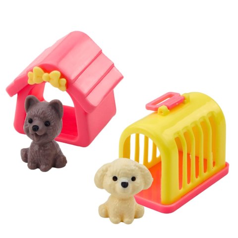 Zestaw Mini Laleczka W Sukience Pieski Buda Transporter LEAN TOYS Zestaw Mini Laleczka W Sukience Pieski Buda Transporter LEAN TOYS