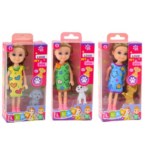 Zestaw Mini Laleczka W Sukience Z Pieskiem 14,5cm Mix LEAN TOYS Zestaw Mini Laleczka W Sukience Z Pieskiem 14,5cm Mix LEAN TOYS