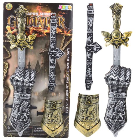 Zestaw Rycerski Gladiator Miecz Ochraniacze Pas Zdobione LEAN TOYS Zestaw Rycerski Gladiator Miecz Ochraniacze Pas Zdobione LEAN TOYS