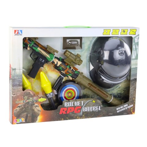 Zestaw Wojskowy Militarny Bazooka RPG Hełm Tracza Piankowe Pociski LEAN Toys Zestaw Wojskowy Militarny Bazooka RPG Hełm Tracza Piankowe Pociski LEAN Toys
