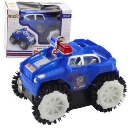 Autko Policyjne Przewrotek Czujnik Przeszkód 360° Światła Dźwięki Niebieski LEAN TOYS