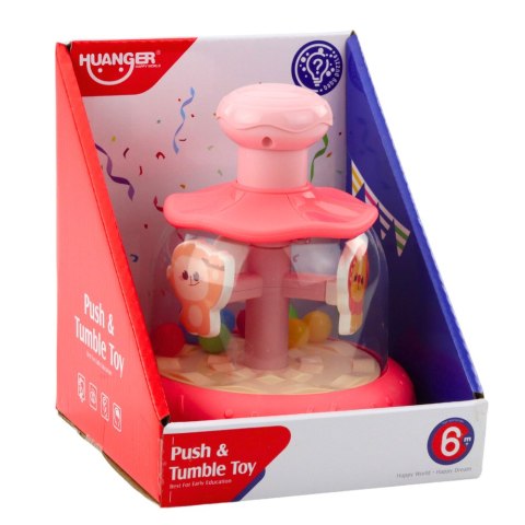 Bączek Karuzela Z Kuleczkami I Zwierzętami Hipopotam Lew Małpka Różowa LEAN Toys Bączek Karuzela Z Kuleczkami I Zwierzętami Hipopotam Lew Małpka Różowa LEAN Toys