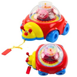 Biedronka Jeżdżąca Do Ciągnięcia Z Kulkami I Zegarem Kolorowa LEAN Toys