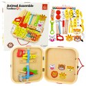 Drewniany Zestaw Majsterkowicza Zwierzęta Do Skręcania W Walizce 59el LEAN Toys