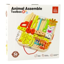 Drewniany Zestaw Majsterkowicza Zwierzęta Do Skręcania W Walizce 59el LEAN Toys