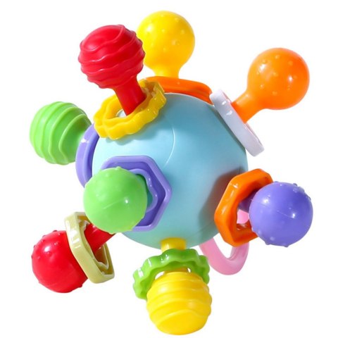 Gryzak Zabawka Sensoryczna Z Grzechotką Dla Niemowląt Kolorowa LEAN TOYS Gryzak Zabawka Sensoryczna Z Grzechotką Dla Niemowląt Kolorowa LEAN TOYS