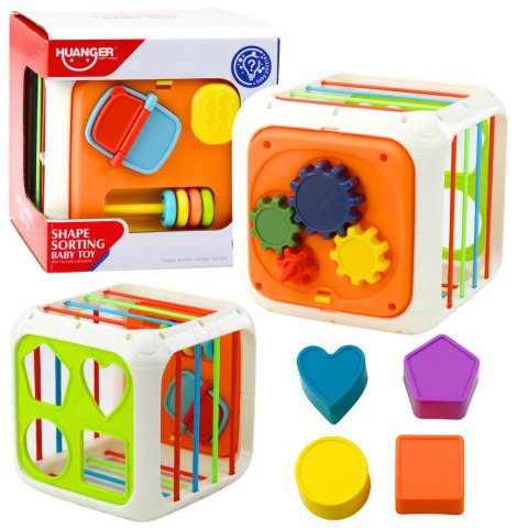 Kostka Sensoryczna Edukacyjna Dla Dzieci Sorter Elastyczne Przęsła Kolorowa LEAN Toys Kostka Sensoryczna Edukacyjna Dla Dzieci Sorter Elastyczne Przęsła Kolorowa LEAN Toys