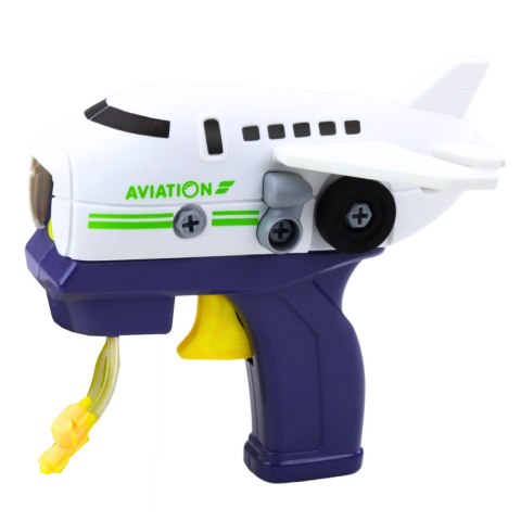 Pistolet Do Baniek Mydlanych Samolot do Skręcania Płyny Śrubokręt 2w1 LEAN Toys Pistolet Do Baniek Mydlanych Samolot do Skręcania Płyny Śrubokręt 2w1 LEAN Toys