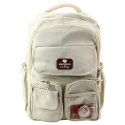 Plecak Miejski Szkolny Kapibara Brelok Przypinki Beżowy Kremowy 25L 42cm LEAN