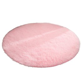 Pluszowy Miękki Dywan Okrągły Antypoślizgowy Jasno Różowy 122cm LEAN