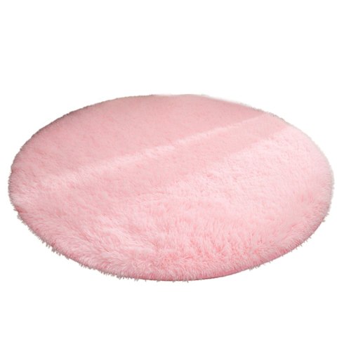 Pluszowy Miękki Dywan Okrągły Antypoślizgowy Jasno Różowy 122cm LEAN Pluszowy Miękki Dywan Okrągły Antypoślizgowy Jasno Różowy 122cm LEAN