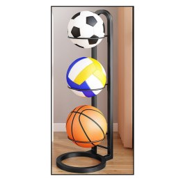 Stojak Na Piłki 3 Poziomy Metalowy Stabilny Matowy Czarny LEAN Toys