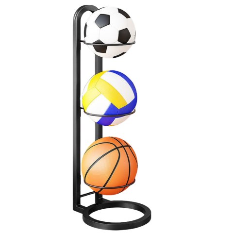 Stojak Na Piłki 3 Poziomy Metalowy Stabilny Matowy Czarny LEAN Toys Stojak Na Piłki 3 Poziomy Metalowy Stabilny Matowy Czarny LEAN Toys