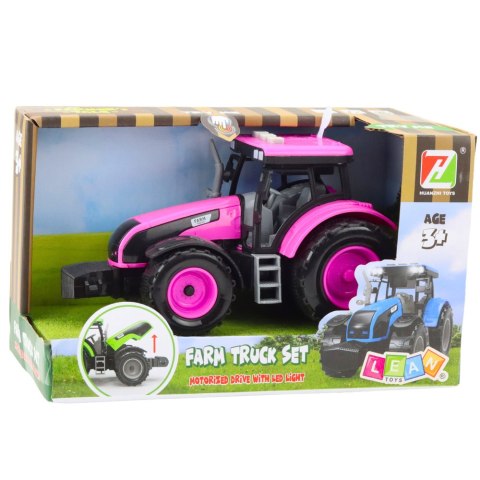 Traktor Farmerski Rolniczy Na Baterie Światła Dźwięki Różowy LEAN Toys Traktor Farmerski Rolniczy Na Baterie Światła Dźwięki Różowy LEAN Toys