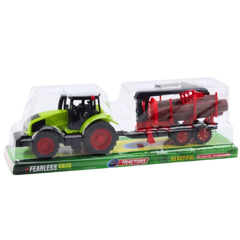 Traktor Rolniczy Z Przyczepą HDS Do Transportu Drewna Bale LEAN Toys Traktor Rolniczy Z Przyczepą HDS Do Transportu Drewna Bale LEAN Toys