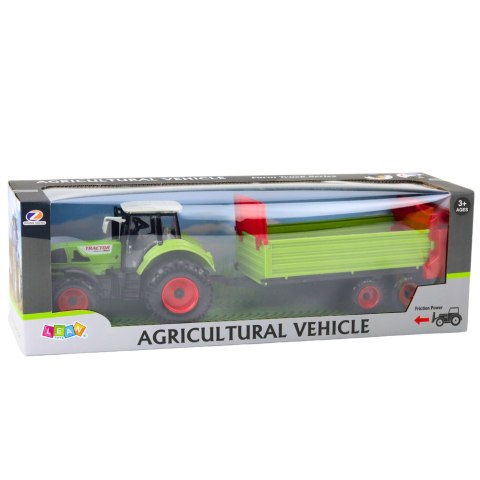 Traktor Z Przyczepką Napęd Frykcyjny Otwierana Maska Drzwi Zielony LEAN Toys Traktor Z Przyczepką Napęd Frykcyjny Otwierana Maska Drzwi Zielony LEAN Toys