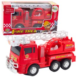 Wóz Strażacki Straż Pożarna Drabina Ruchoma Światła Dźwięki LEAN Toys