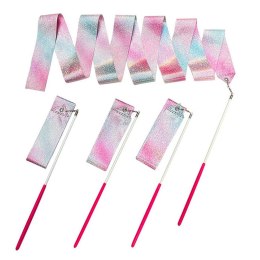 Wstążka Gimnastyczna Do Tańca Ćwiczeń Róż Fiolet Błękit Błyszcząca 205x5cm LEAN TOYS