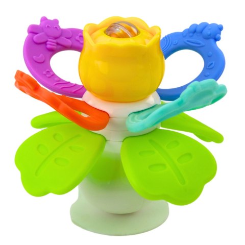 Zabawka Sensoryczna Dla Malucha Kwiatek Obrotowy Z Gryzakami i Przyssawką LEAN Toys Zabawka Sensoryczna Dla Malucha Kwiatek Obrotowy Z Gryzakami i Przyssawką LEAN Toys
