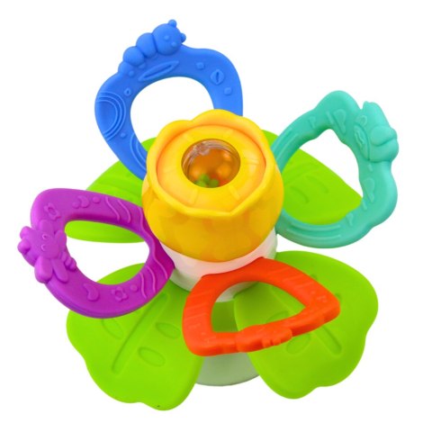Zabawka Sensoryczna Dla Malucha Kwiatek Obrotowy Z Gryzakami i Przyssawką LEAN Toys Zabawka Sensoryczna Dla Malucha Kwiatek Obrotowy Z Gryzakami i Przyssawką LEAN Toys