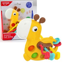 Zabawka Sensoryczna Żyrafa Do Przeciągania Sznureczków Żółta LEAN TOYS