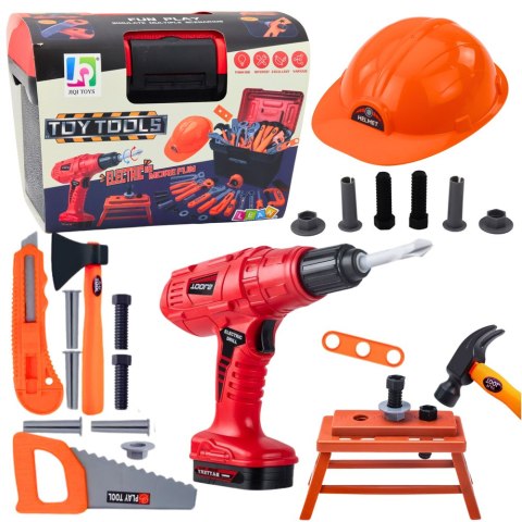 Zestaw Majsterkowicza Skrzynka Z Narzędziami Wiertarka Na Baterie 55el LEAN Toys Zestaw Majsterkowicza Skrzynka Z Narzędziami Wiertarka Na Baterie 55el LEAN Toys