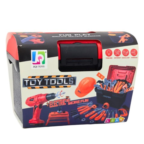 Zestaw Majsterkowicza Skrzynka Z Narzędziami Wiertarka Na Baterie 55el LEAN Toys Zestaw Majsterkowicza Skrzynka Z Narzędziami Wiertarka Na Baterie 55el LEAN Toys