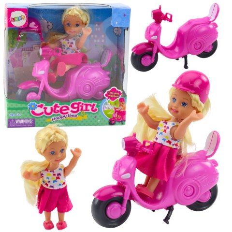 Zestaw Mini Laleczka Lalka Skuter Kask Różowy LEAN TOYS Zestaw Mini Laleczka Lalka Skuter Kask Różowy LEAN TOYS
