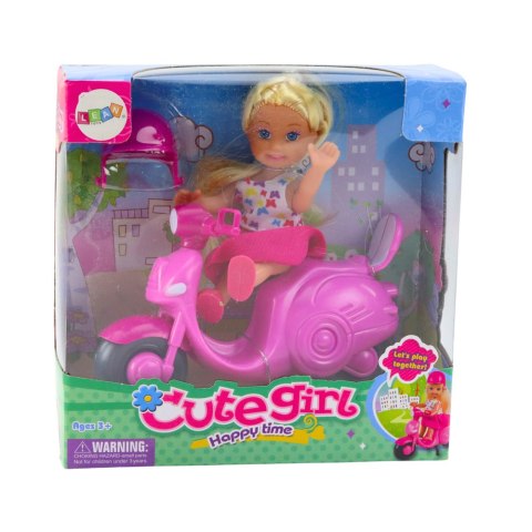 Zestaw Mini Laleczka Lalka Skuter Kask Różowy LEAN TOYS Zestaw Mini Laleczka Lalka Skuter Kask Różowy LEAN TOYS