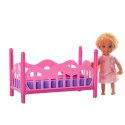 Zestaw Mini Laleczka W Piżamie Łóżeczko Różowe LEAN Toys