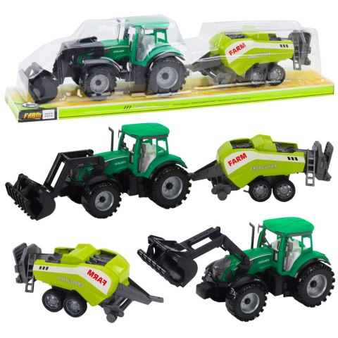 Zestaw Traktor Z Ładowaczem i Prasą Rolniczą Zielony LEAN Toys Zestaw Traktor Z Ładowaczem i Prasą Rolniczą Zielony LEAN Toys