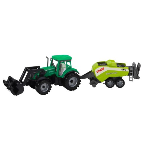 Zestaw Traktor Z Ładowaczem i Prasą Rolniczą Zielony LEAN Toys Zestaw Traktor Z Ładowaczem i Prasą Rolniczą Zielony LEAN Toys