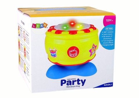 Duży Interaktywny Bębenek Muzyczny Światełka 19 cm LEAN Toys Duży Interaktywny Bębenek Muzyczny Światełka 19 cm LEAN Toys