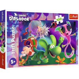 Puzzle - 100 - Smok Diplodok i przyjaciele - Human Film Smok Diplodok 16486 Trefl Puzzle
