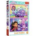 Puzzle - 2x24 - Zabawy z Gabby - Universal Gabbys Dollhouse Trefl 34433 Trefl Puzzle