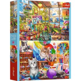Puzzle - 2x500 - Sztuka malowania FSC Mix 70% 37530 Trefl Puzzle