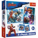 Puzzle - 2w1 + memos Bohaterowie w akcji Marvel The Avengers Trefl 93333 Trefl Puzzle