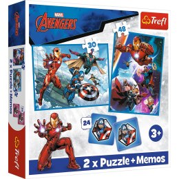 Puzzle - 2w1 + memos Bohaterowie w akcji Marvel The Avengers Trefl 93333 Trefl Puzzle
