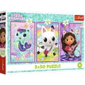 Puzzle 3x50 - Poznajcie Gabby i kotki Gabbys Dollhouse Trefl 34876 Trefl Puzzle
