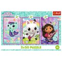 Puzzle 3x50 - Poznajcie Gabby i kotki Gabbys Dollhouse Trefl 34876 Trefl Puzzle