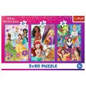 Puzzle - 3x80 - Księżniczki przyjaciółki - Disney Princess Trefl 34884 Trefl Puzzle