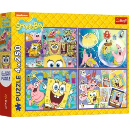 Puzzle - 4x250 - Szalony świat Sponge Boba Trefl 13342 Trefl Puzzle