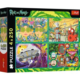 Puzzle - 4x250 - Zakręcony świat Ricka i Morty'ego - Warner Rick and Morty Trefl 13338 Trefl Puzzle