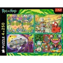 Puzzle - 4x250 - Zakręcony świat Ricka i Morty'ego - Warner Rick and Morty Trefl 13338 Trefl Puzzle