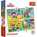 Puzzle - "4w1 (12, 15, 20, 24)" - Wśród przyjaciół Myszka Miki Trefl 34616 Trefl Puzzle