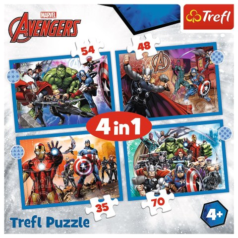 Puzzle - "4w1" - Odważni Avengersi Trefl 34386 Trefl Puzzle Puzzle - "4w1" - Odważni Avengersi Trefl 34386 Trefl Puzzle