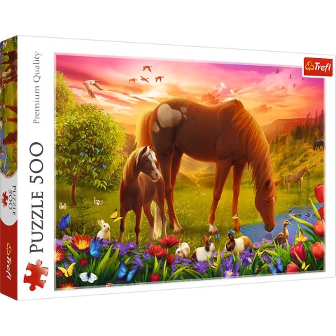 Puzzle - 500 - Konie na łące Trefl 37451 Trefl Puzzle Puzzle - 500 - Konie na łące Trefl 37451 Trefl Puzzle