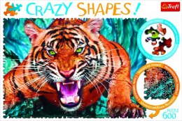 Puzzle Crazy Shapes 600 el. Oko w oko z tygrysem Trefl 11110 Trefl Puzzle